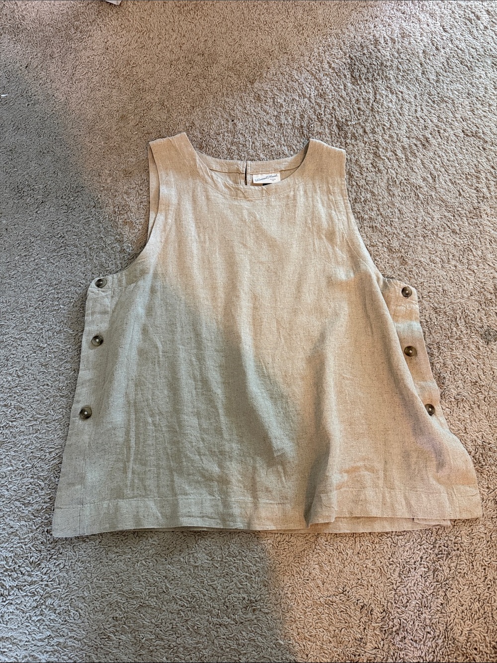 NWOT Universal Thread Cream Button-Side Linen-Blend Tank